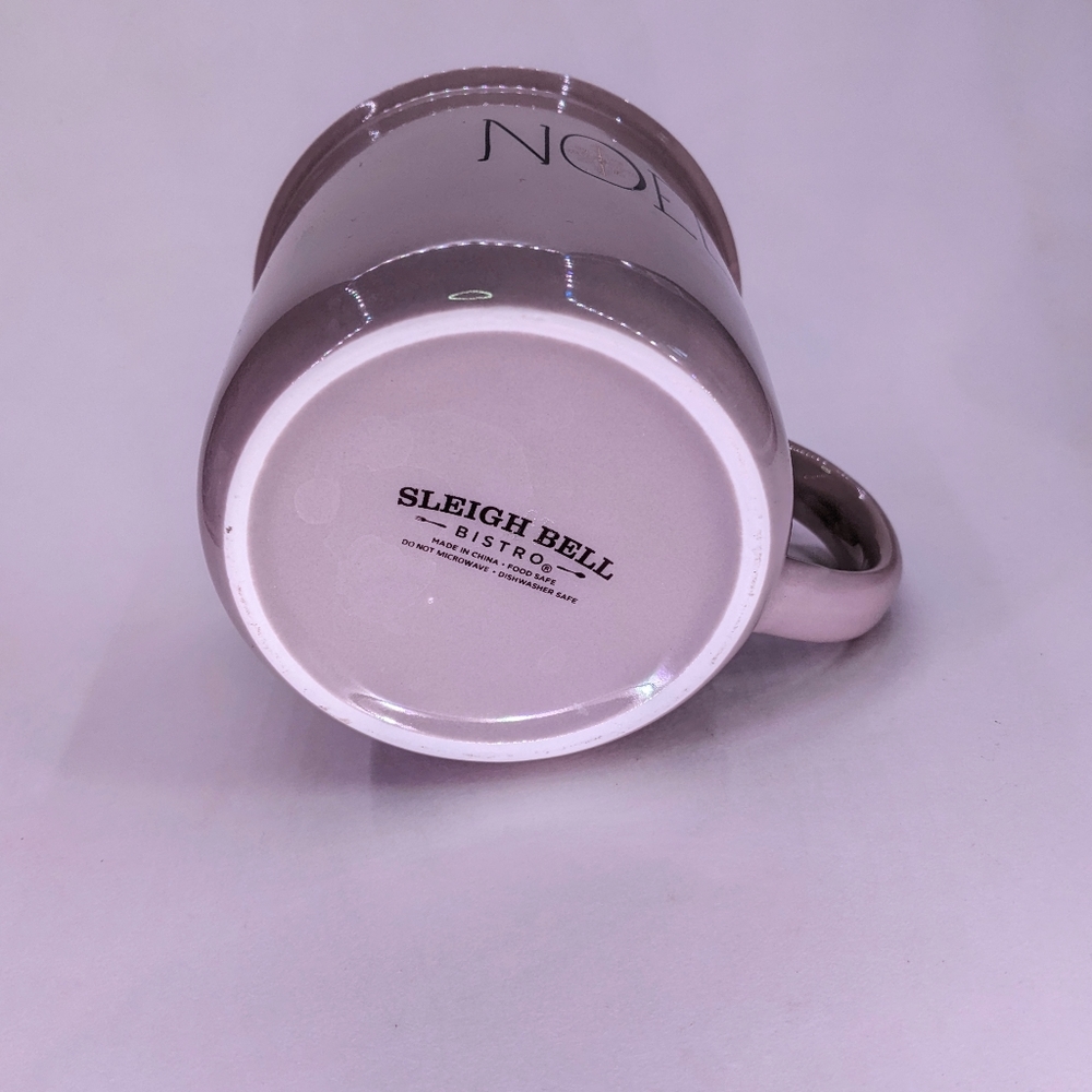 🏷4/$29! NOEL Snowflake Christmas Taupe Gold Mug Seasonal Holiday Big Winter Cup - Picture 4 of 5